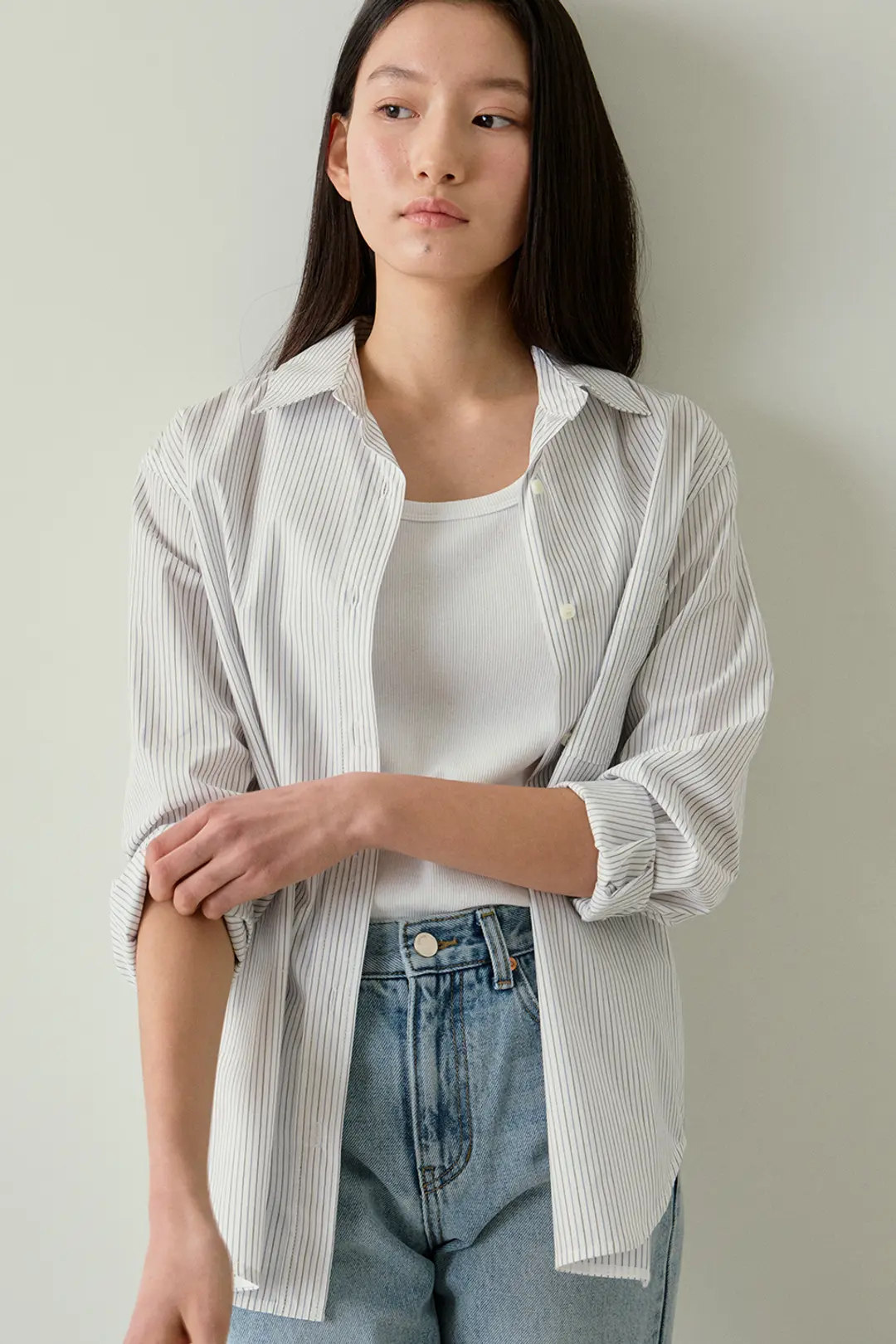 블랭크공삼 stripe pocket shirt (off white) 상품 이미지 1