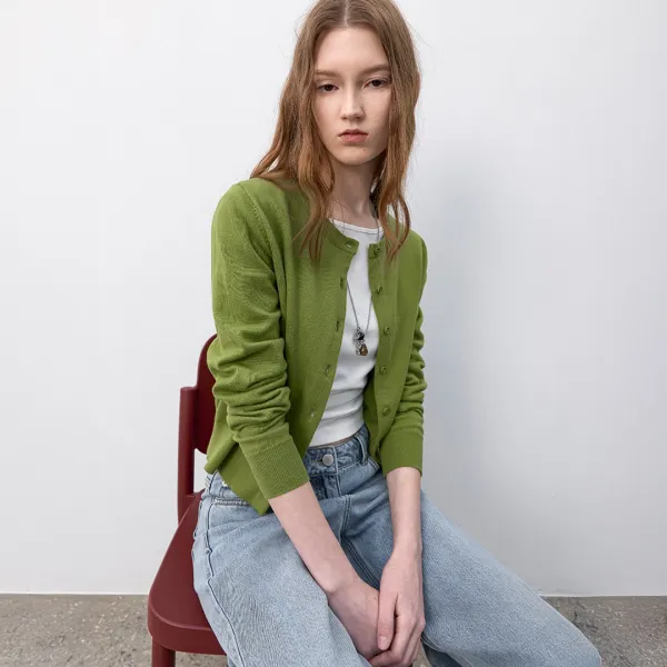 (CD-2273)COTTON CLASSICAL SLIM KNIT CARDIGAN