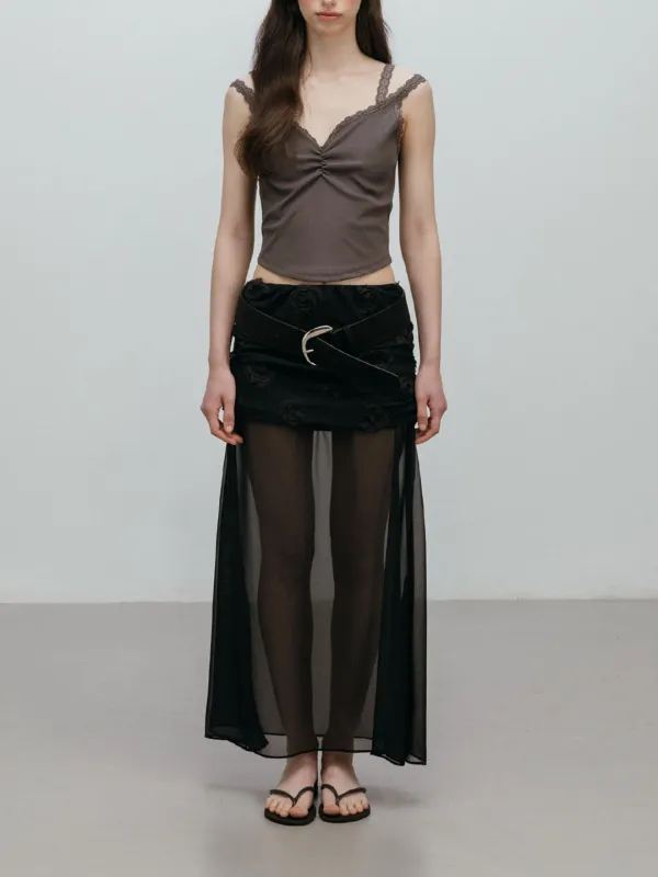 LAYERED SEE-THROUGH SKIRT / BLACK