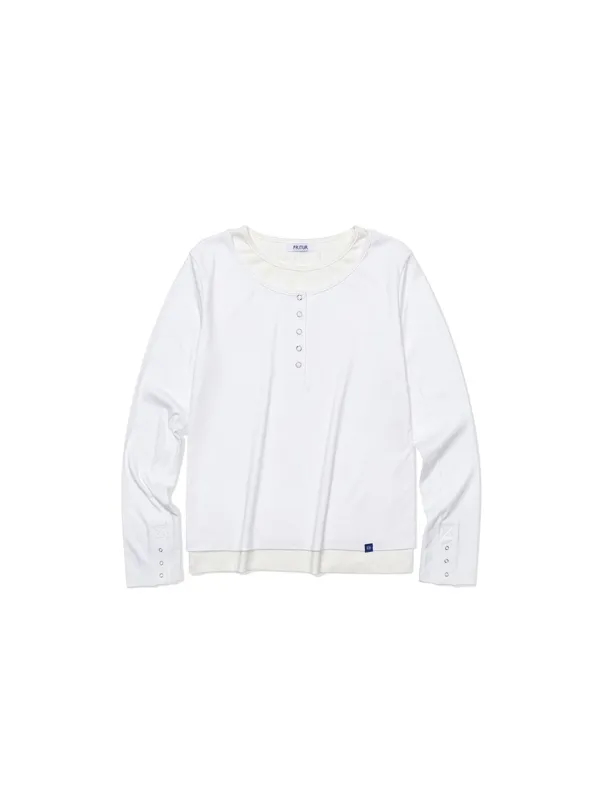Snap Layered T-Shirt 2Color_F253TS04