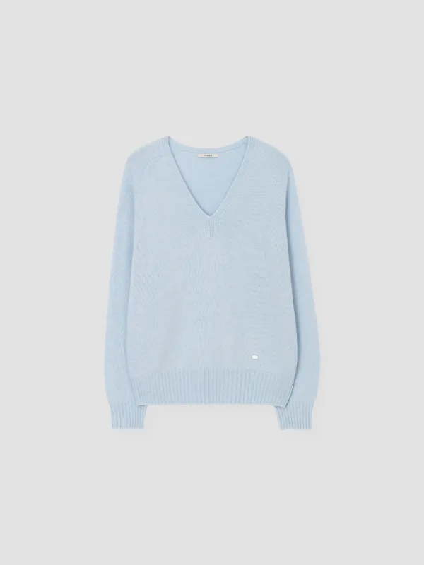 CASH MERINO WOOL V-NECK KNIT_SOFT BLUE_OE3C2CKN91BLF