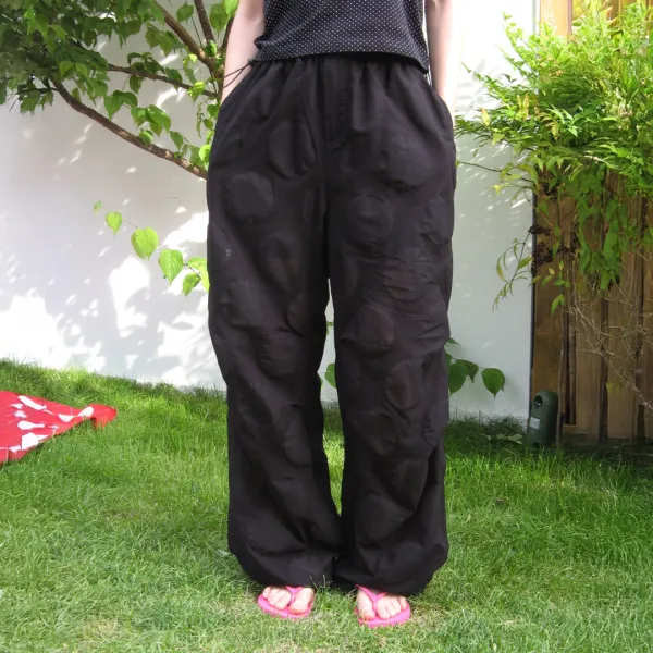 AIRY DOT SHEER STRING PANTS BLACK