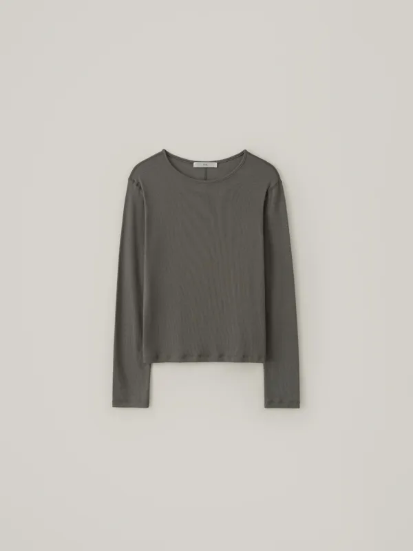 Supima Ribbed Top - Charcoal