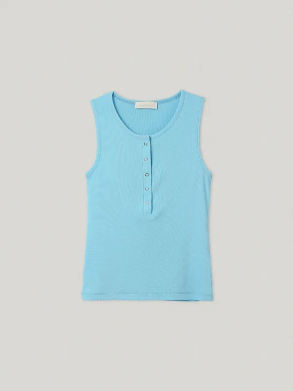 Lycée Button Sleeveless Aqua