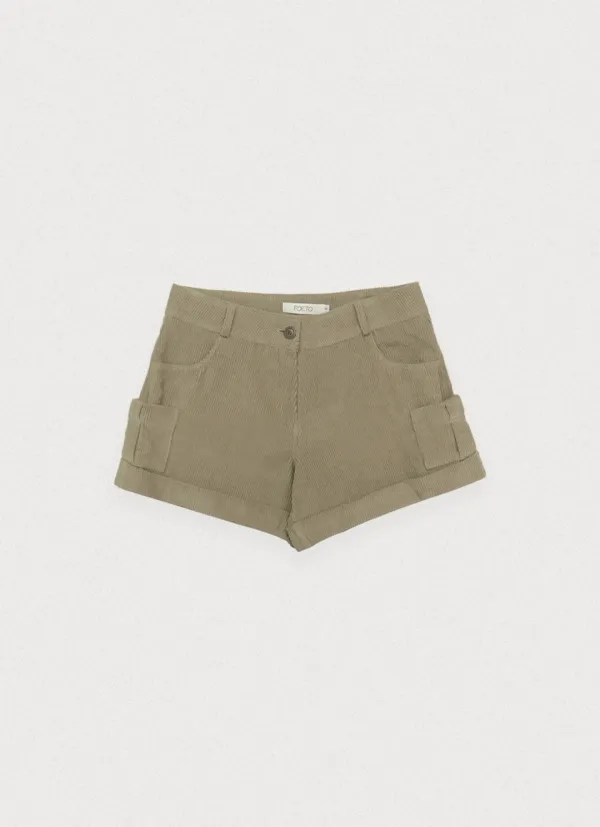 Corduroy fold shorts - beige