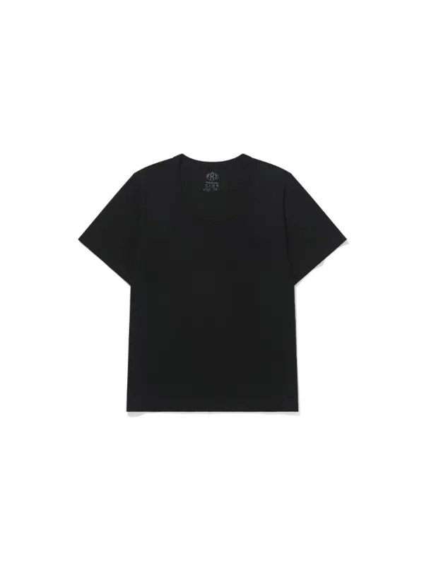U Neck Basic T-Shirt Black_F262TS04