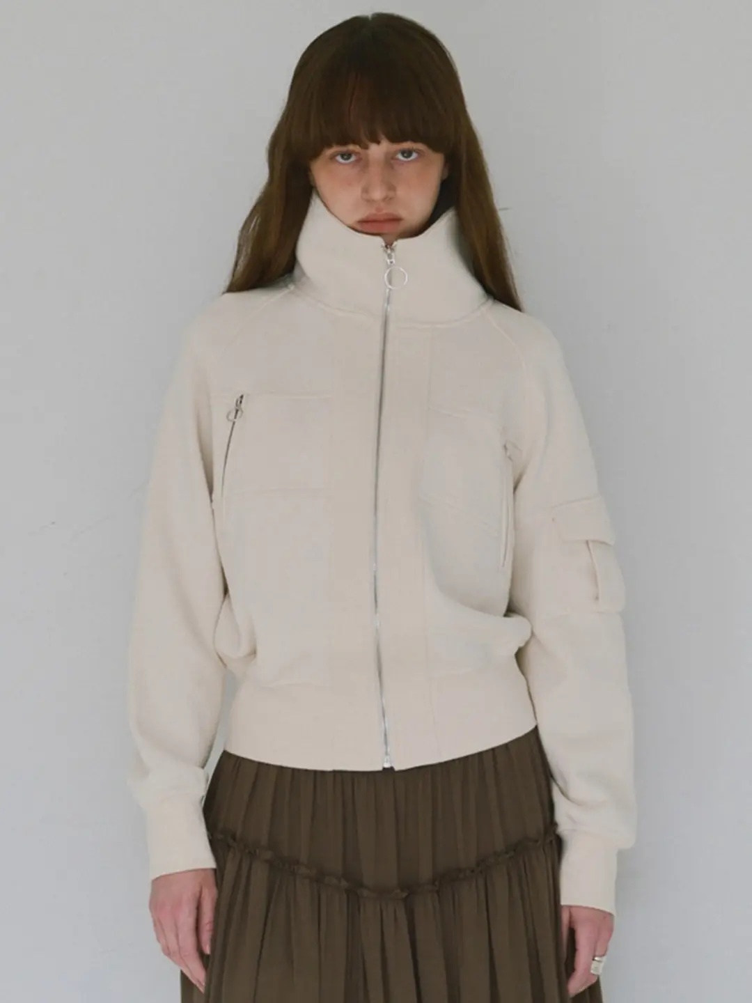 밀로 우먼 Jersey Short Bomber Jacket [Ecru] 상품 이미지 2