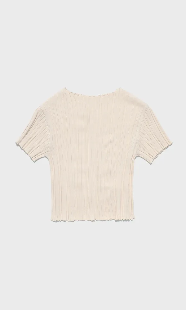 Knitted Ziggle Halfsleeve Pullover_Rose Ivory