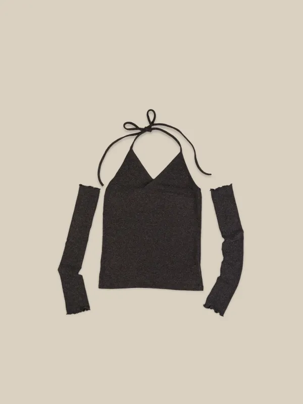 [*10/8 순차 출고] ANGORA HALTER WARMER SET UP [ CHARCOAL ]