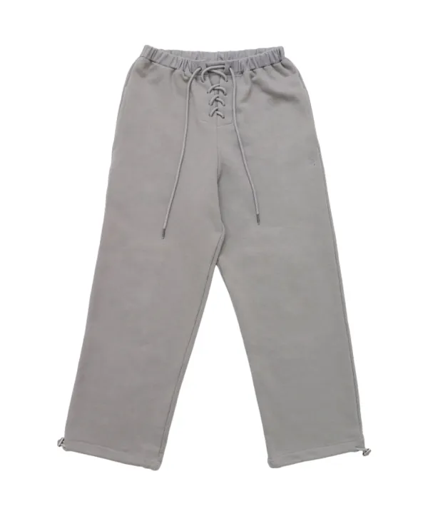 EYELET WIDE SWEATPANTS GRAY