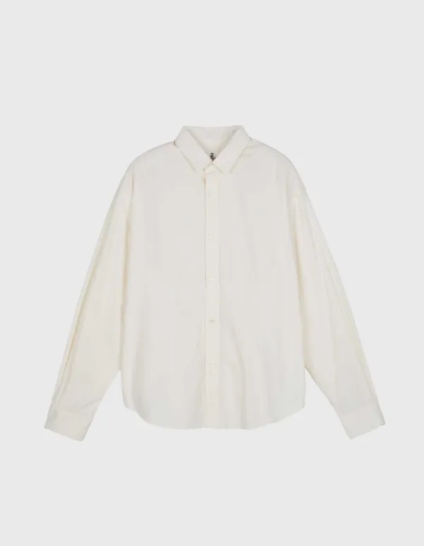 STRIPED JACQUARD BANDING SHIRT / Ivory