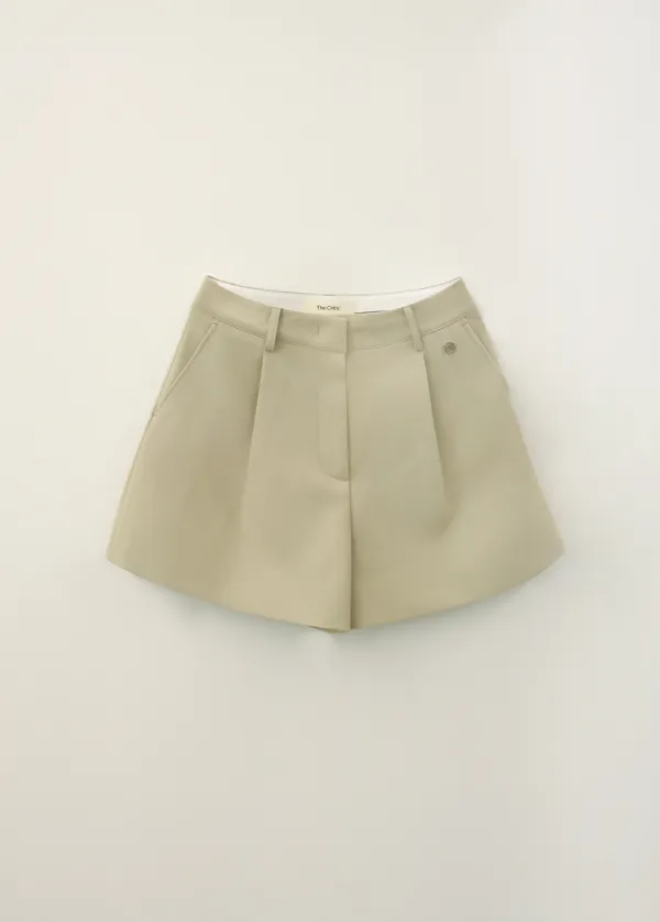 CHIXLABEL H 26SS 메종 원턱 쇼츠 - Light Beige