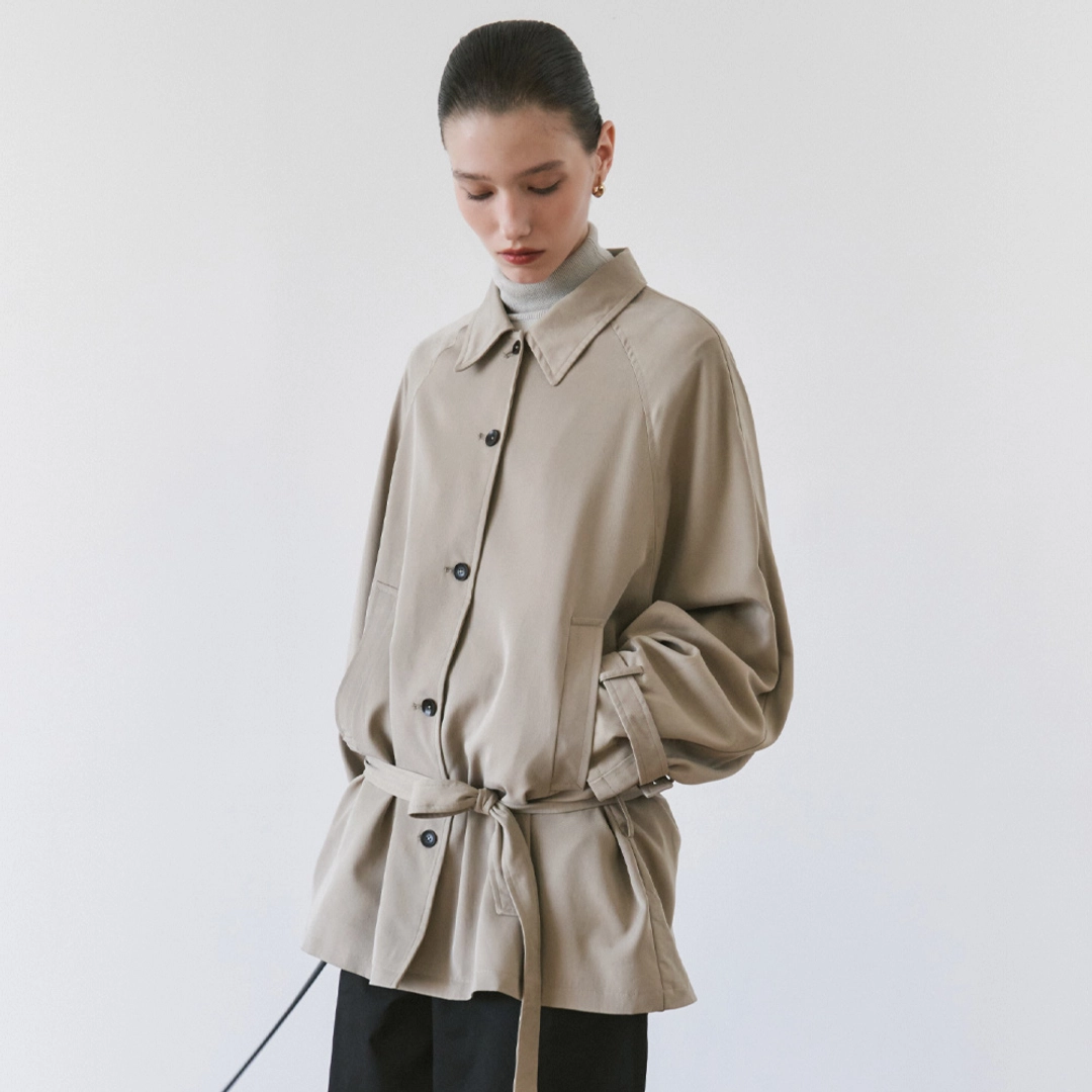 시야쥬 SIOT4203 오버핏 플루이드 벨티드 자켓_Ash beige 상품 이미지 1