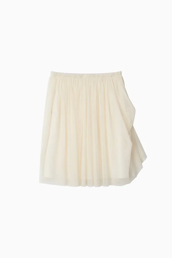 SHEER DRAPE BANDING SKIRT, IVORY