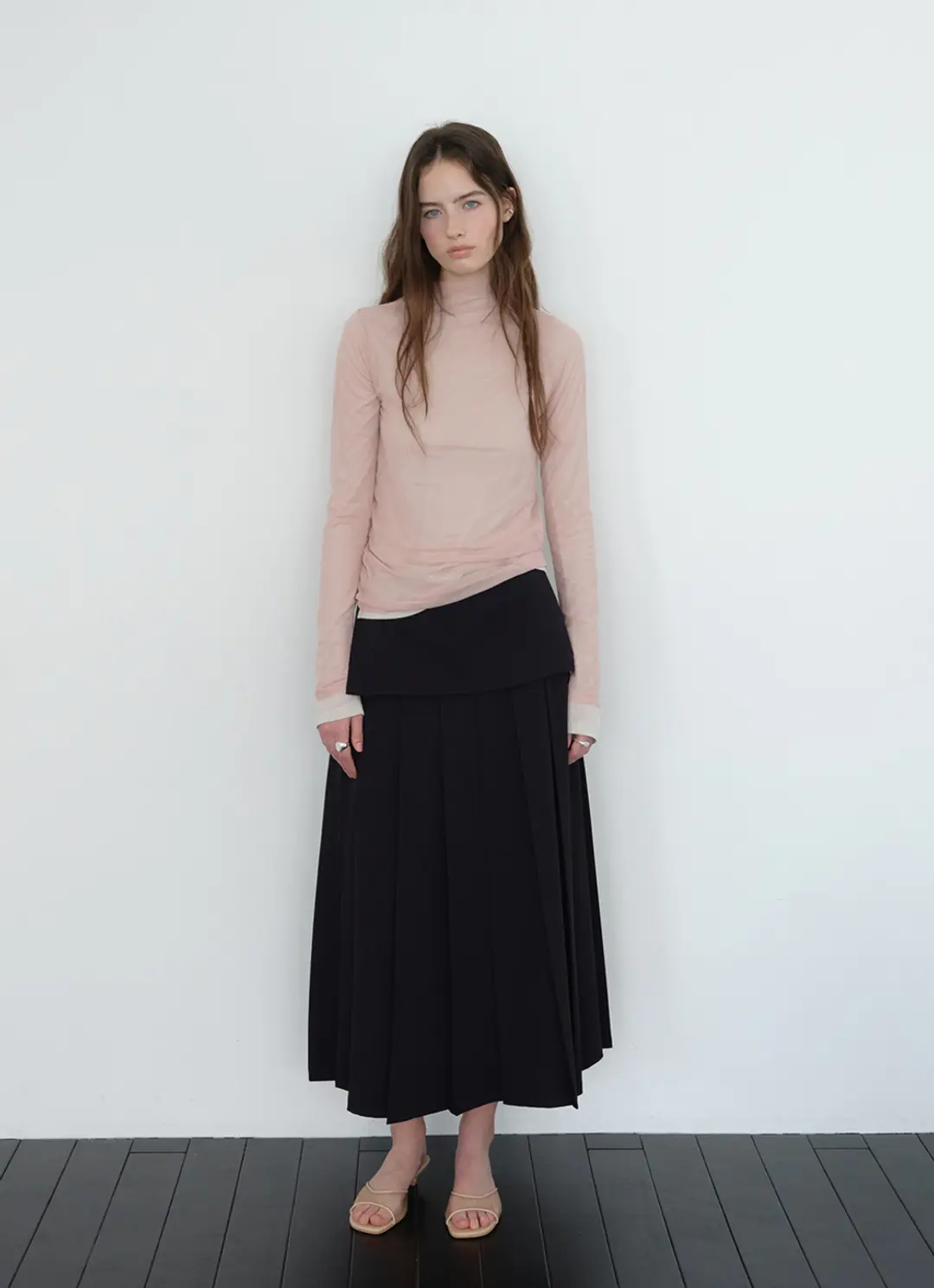 더라우스트 쉬어 레이어드 폴라T SET PINK/LIGHTGRAY 상품 이미지 2