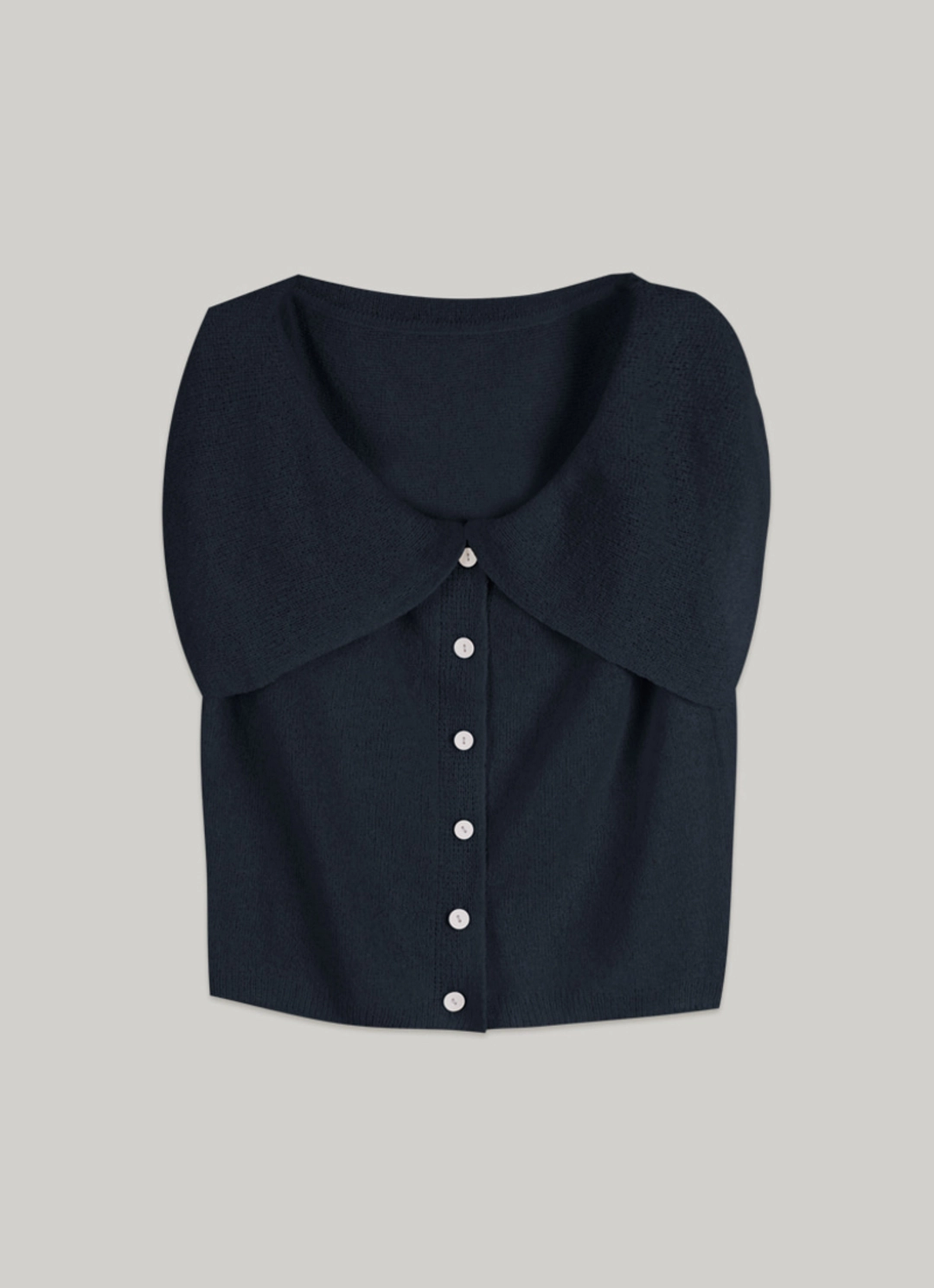아워코모스 comos 1469 sailor collar off-shoulder button knit (navy) 상품 이미지 3