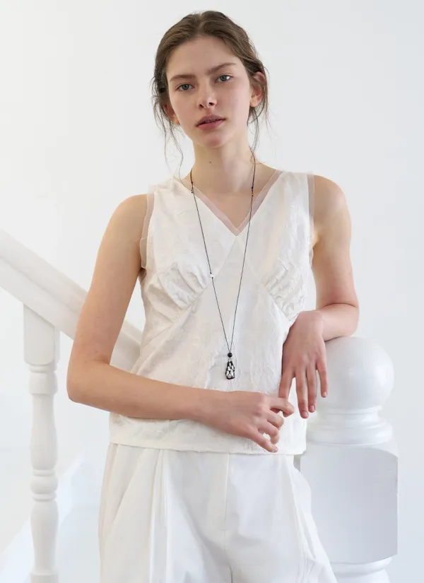 Suri Organza Jacquard Sleeveless (Cream)