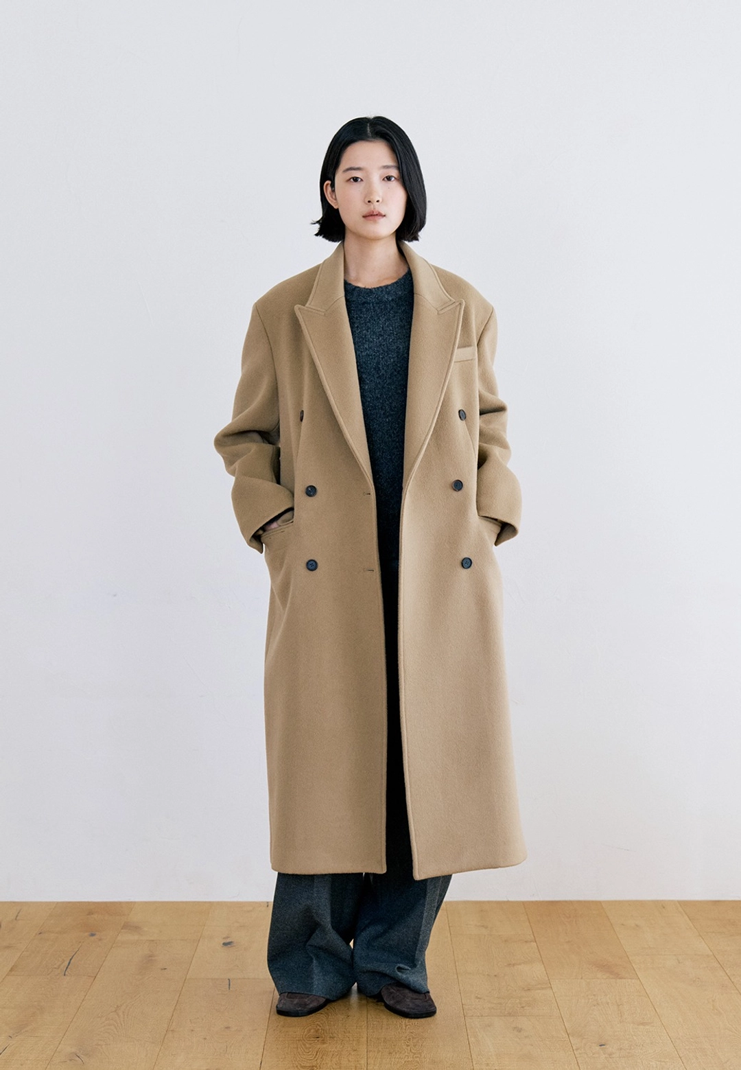 노티아 CASHMERE DOUBLE LONG COAT - BEIGE 상품 이미지 2