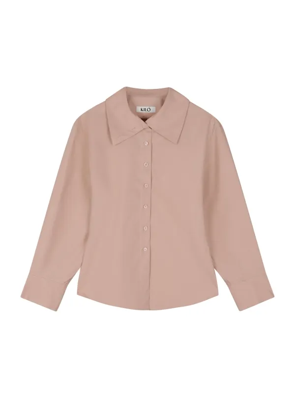 HIGH NECK SLIM-FIT SHIRT (DUSTY PINK)