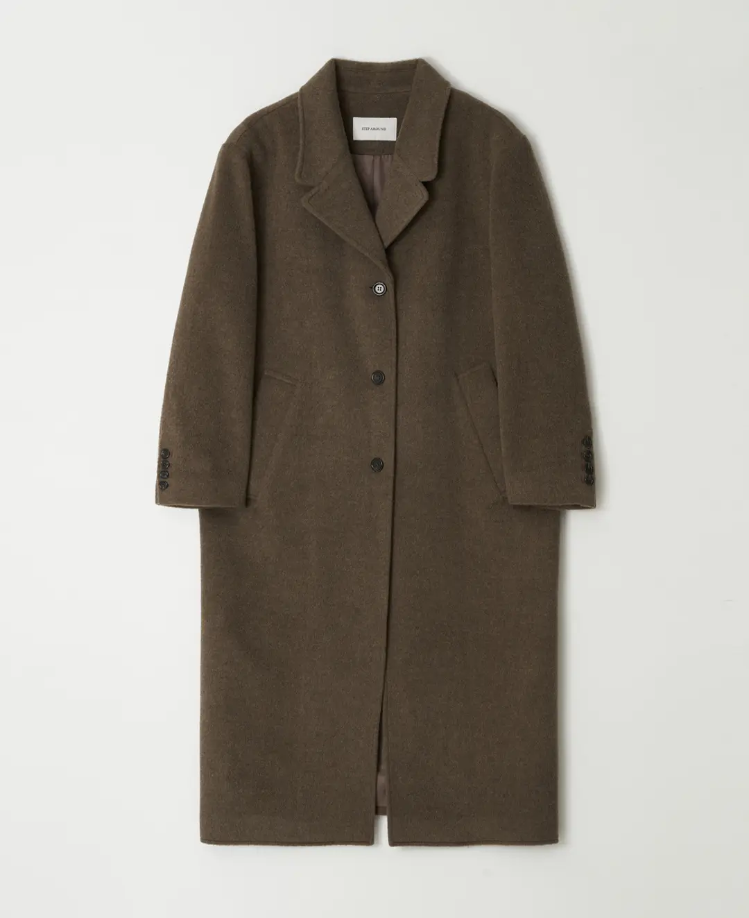 스텝어라운드 Merino Wool Oversized Long Single Coat_BROWN 상품 이미지 2