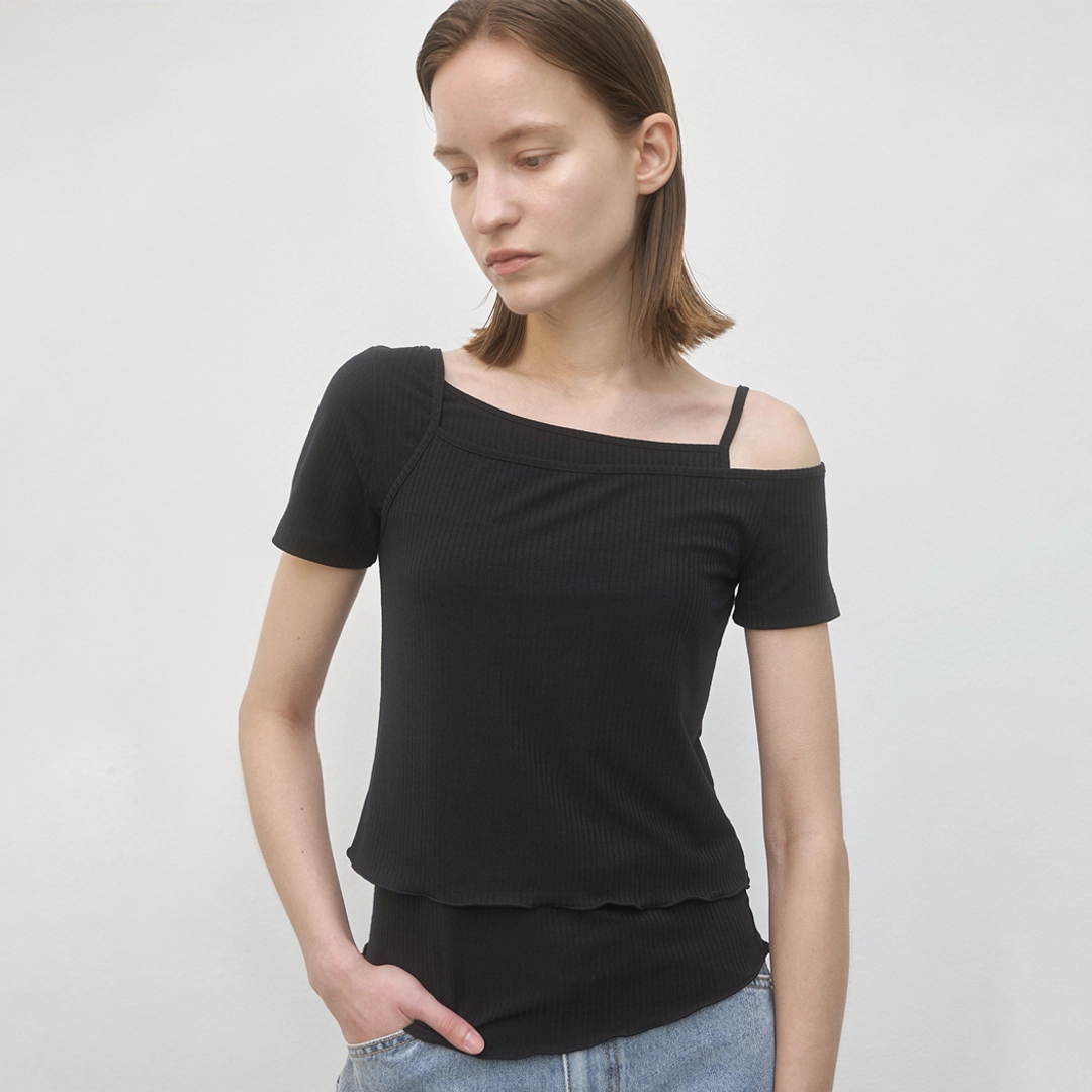 아뜰리에 나인 (T-6801)LAYERED RIBBED TEE SET S 상품 이미지 2