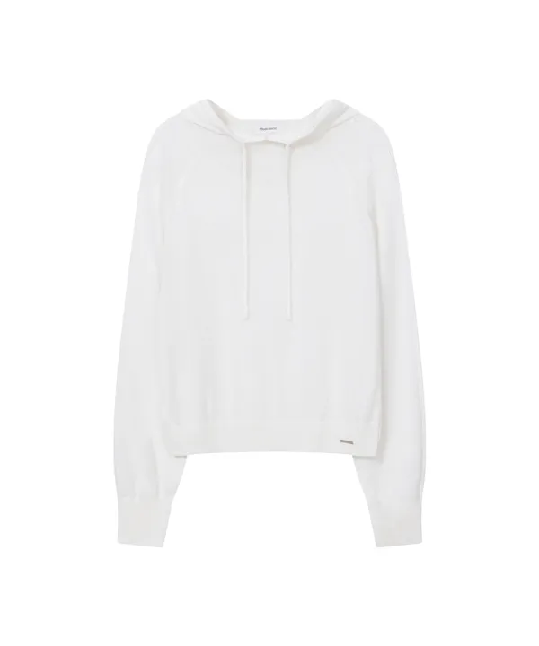 Sheer punching knit hoodie WHITE