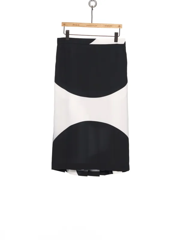 SS26 WHITE DOT PLEATED-BACK PENCIL SKIRT