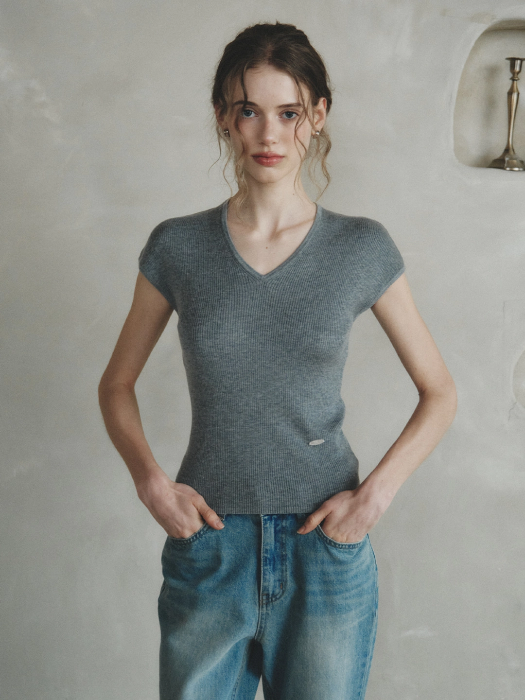르니나 LONDI v-neck wool knit_gray 상품 이미지 3