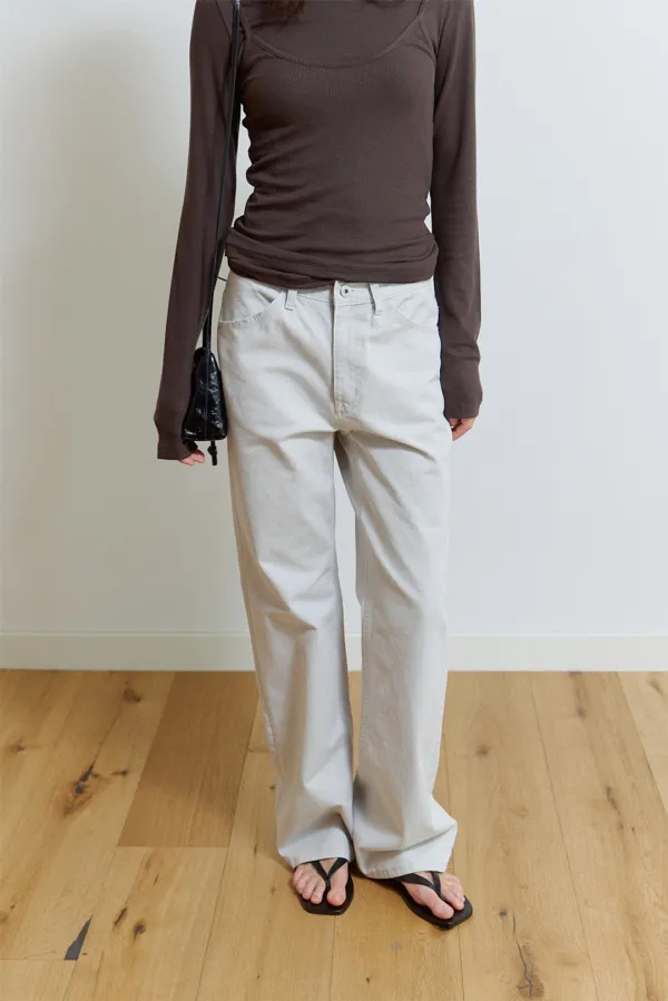 Rhea Washed Cotton Pants in Light Grey