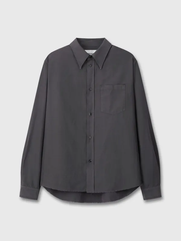 SILK COTTON GARMENT-DYED SHIRT_ FADED BLACK