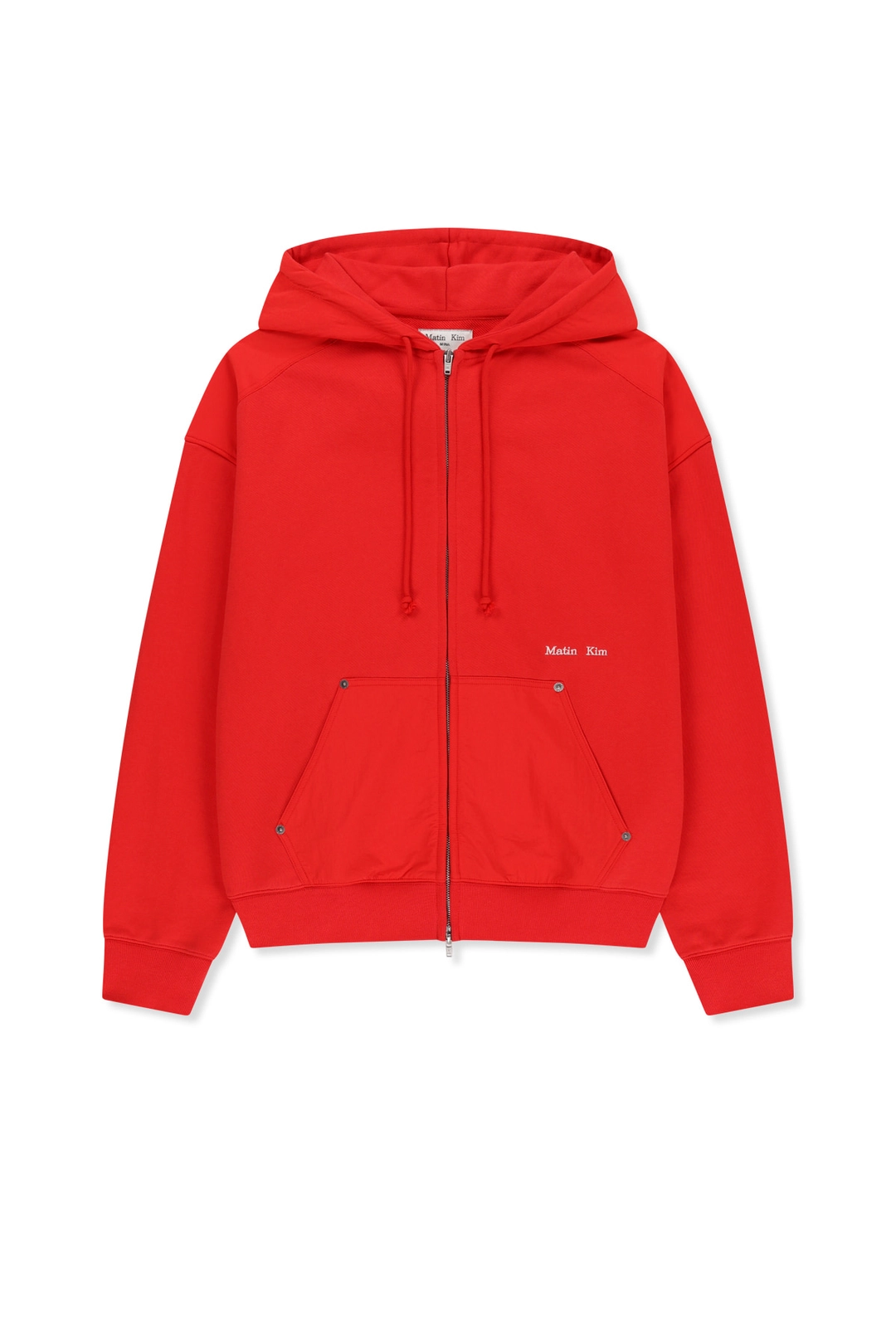 마뗑킴 COLOR BLOCK HOODY ZIP UP IN RED 상품 이미지 1