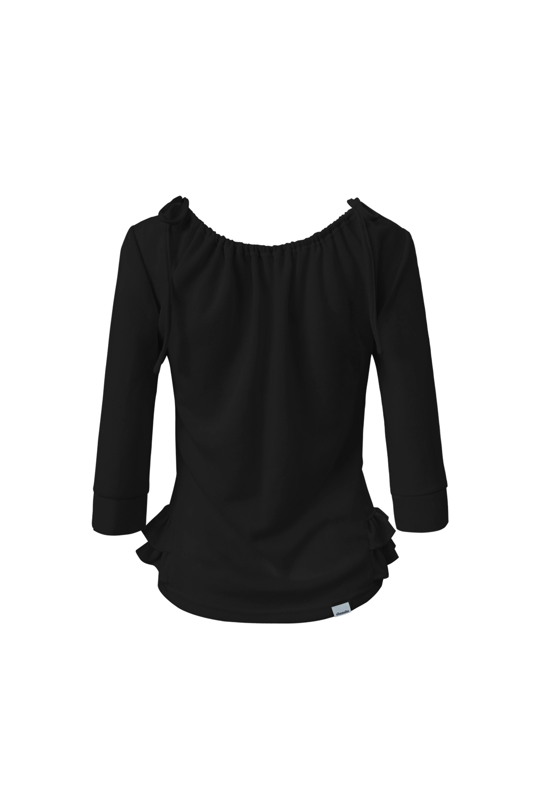 체메씨 SHIRRED MID-SLEEVE FRILL TOP (BLACK) 상품 이미지 3