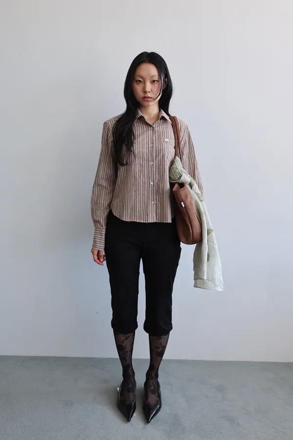 Caramel striped shirt