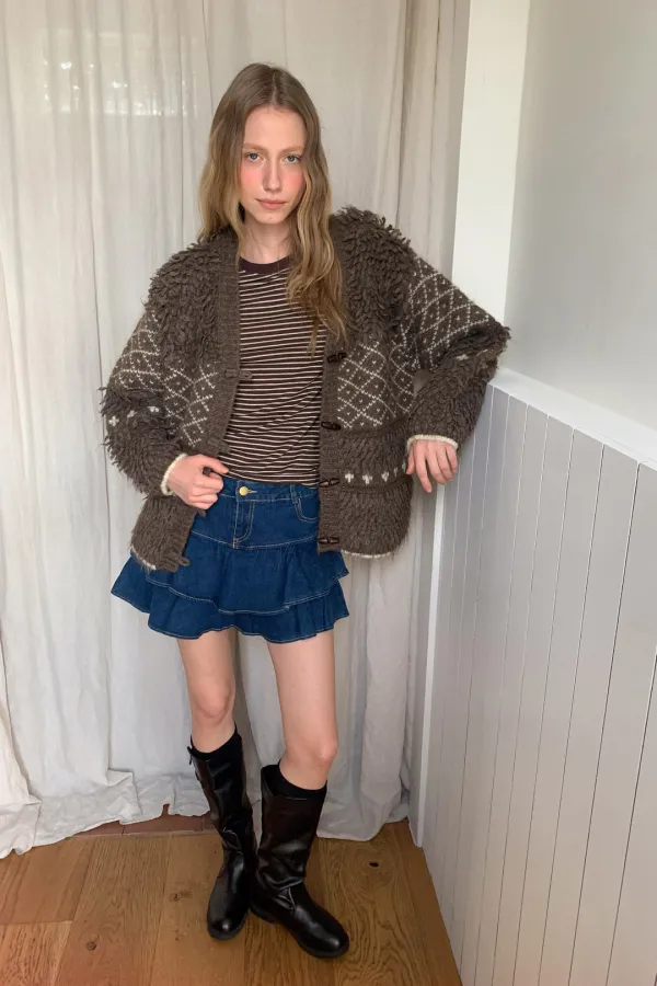 Pave Knit Cardigan / Brown