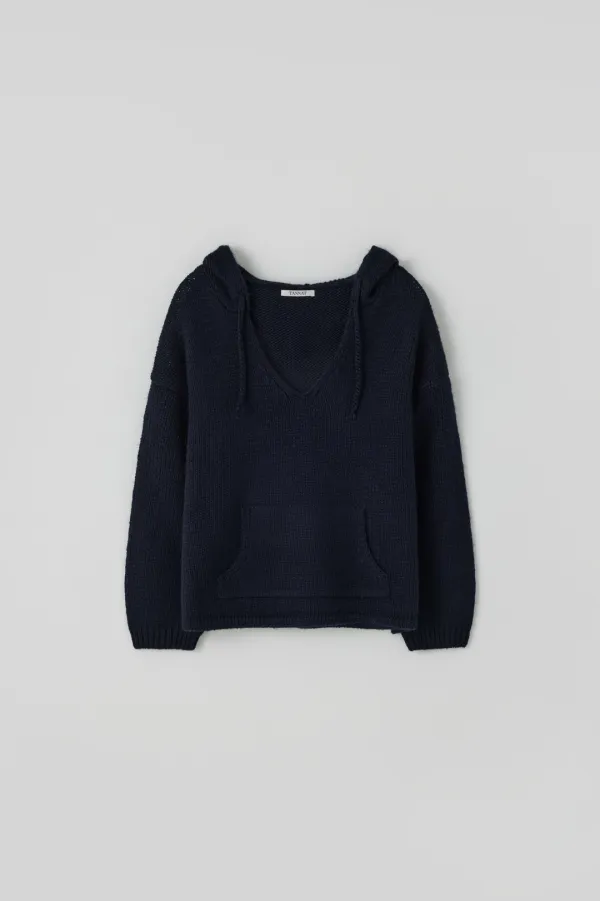T/T Noble hoodie knit top (navy)