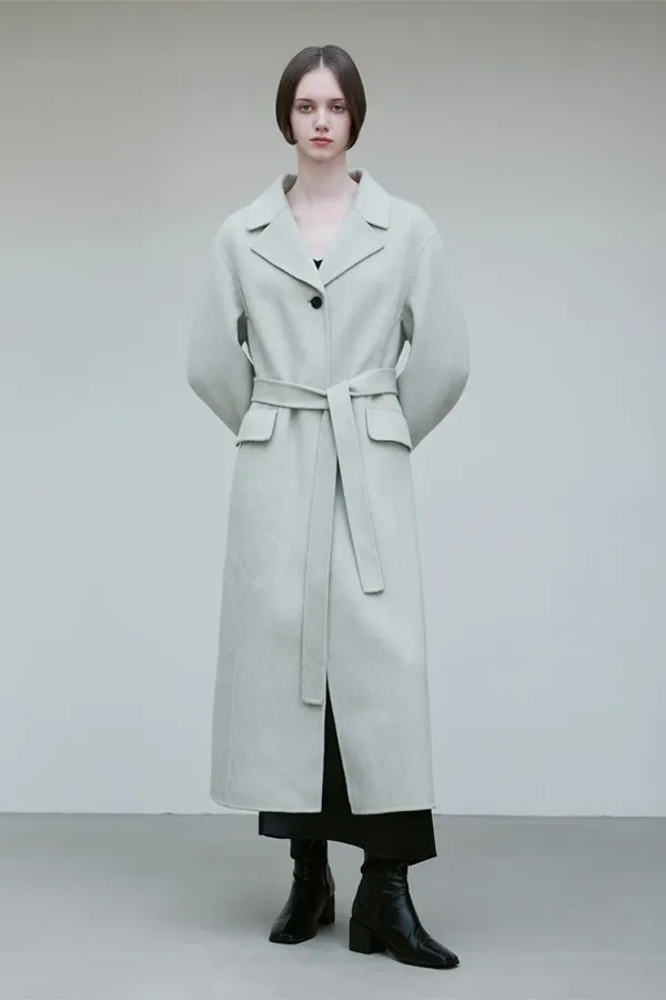 WOOL SINGLE BREASTED BELTED COAT