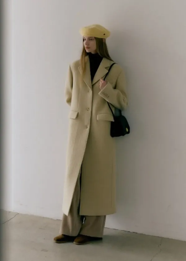 [2차 리오더] 3-BUTTON ALPACA SINGLE COAT (butter beige)