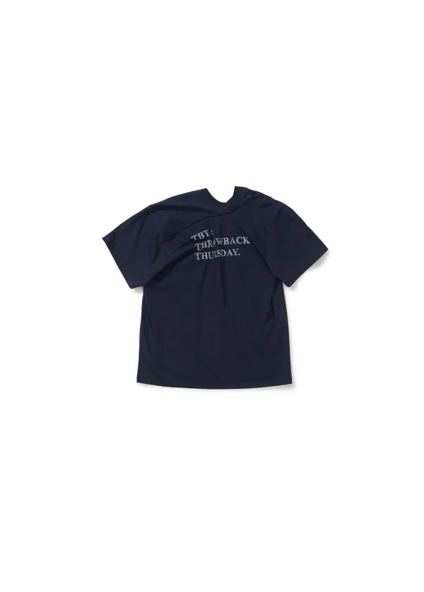DRAPED LETTERING PRINT T-SHIRT (NAVY)