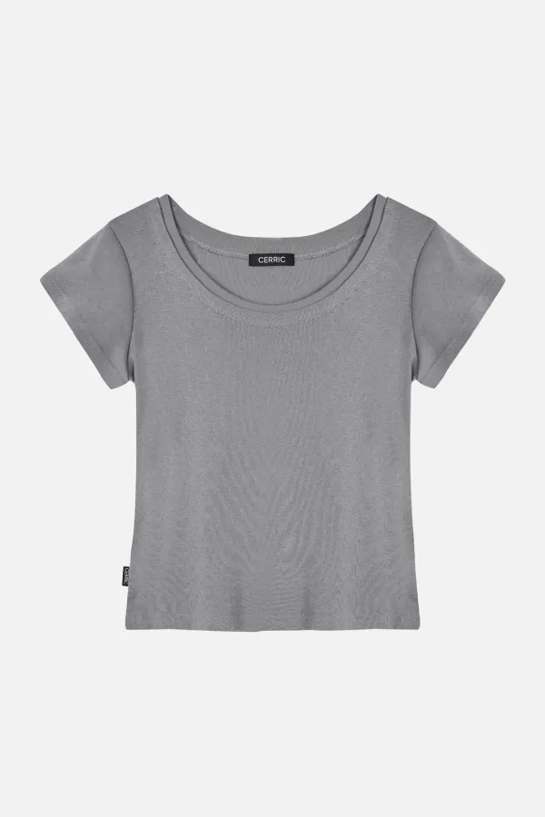 Scoop Neck Top _ Dark Gray