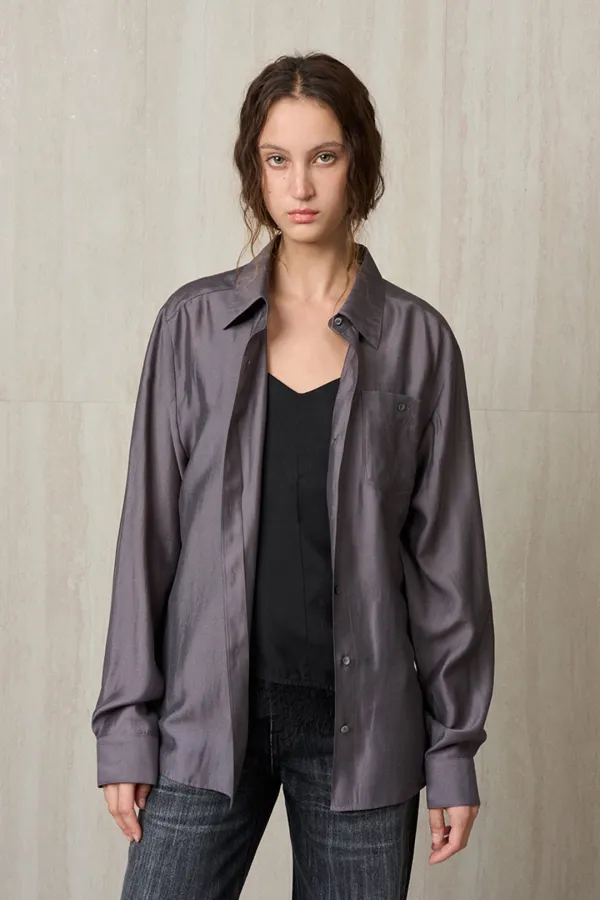 SILKY LIGHTWEIGHT SHIRT CHARCOAL