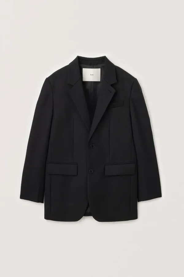 UNISEX 2 BUTTON WOOL BLAZER BLACK