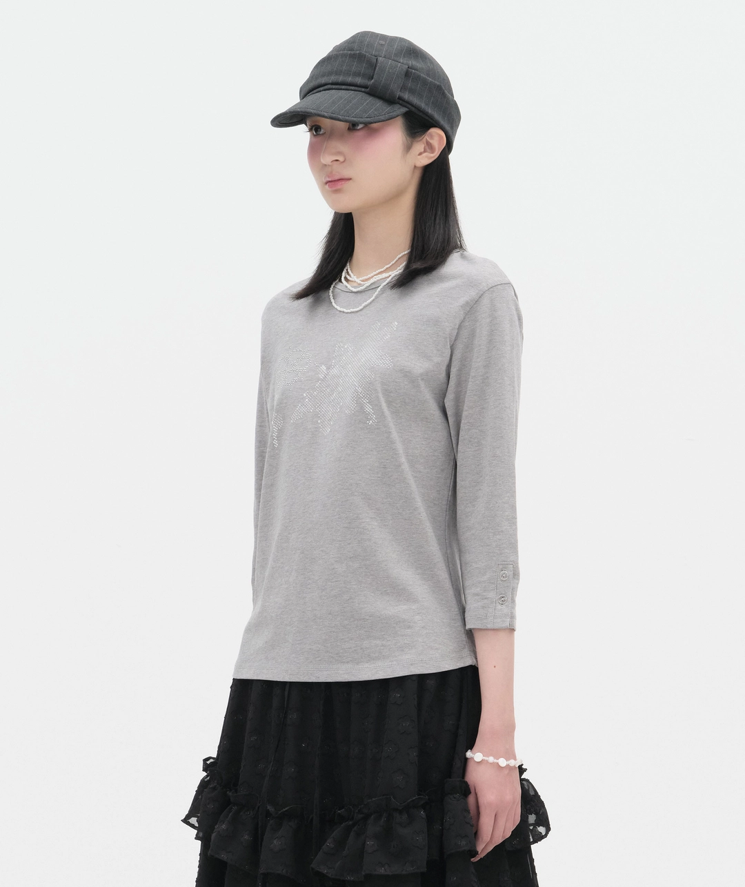타입서비스 [3차] Button Cuff Curved Top [Gray] 상품 이미지 2