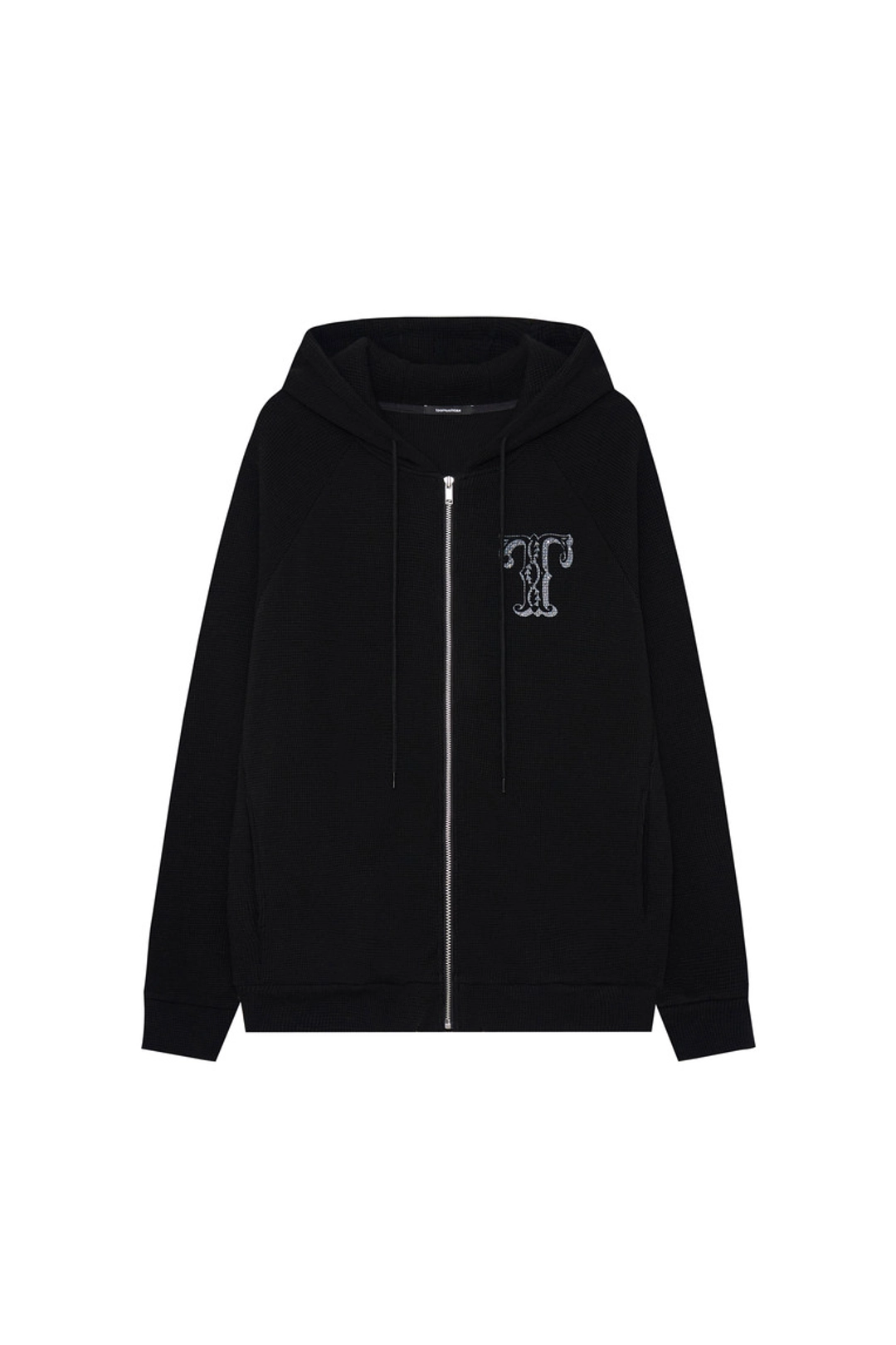 투머치택스 LEO HOTFIX WAFFLE ZIP-UP HOODIE (BLACK) 상품 이미지 1