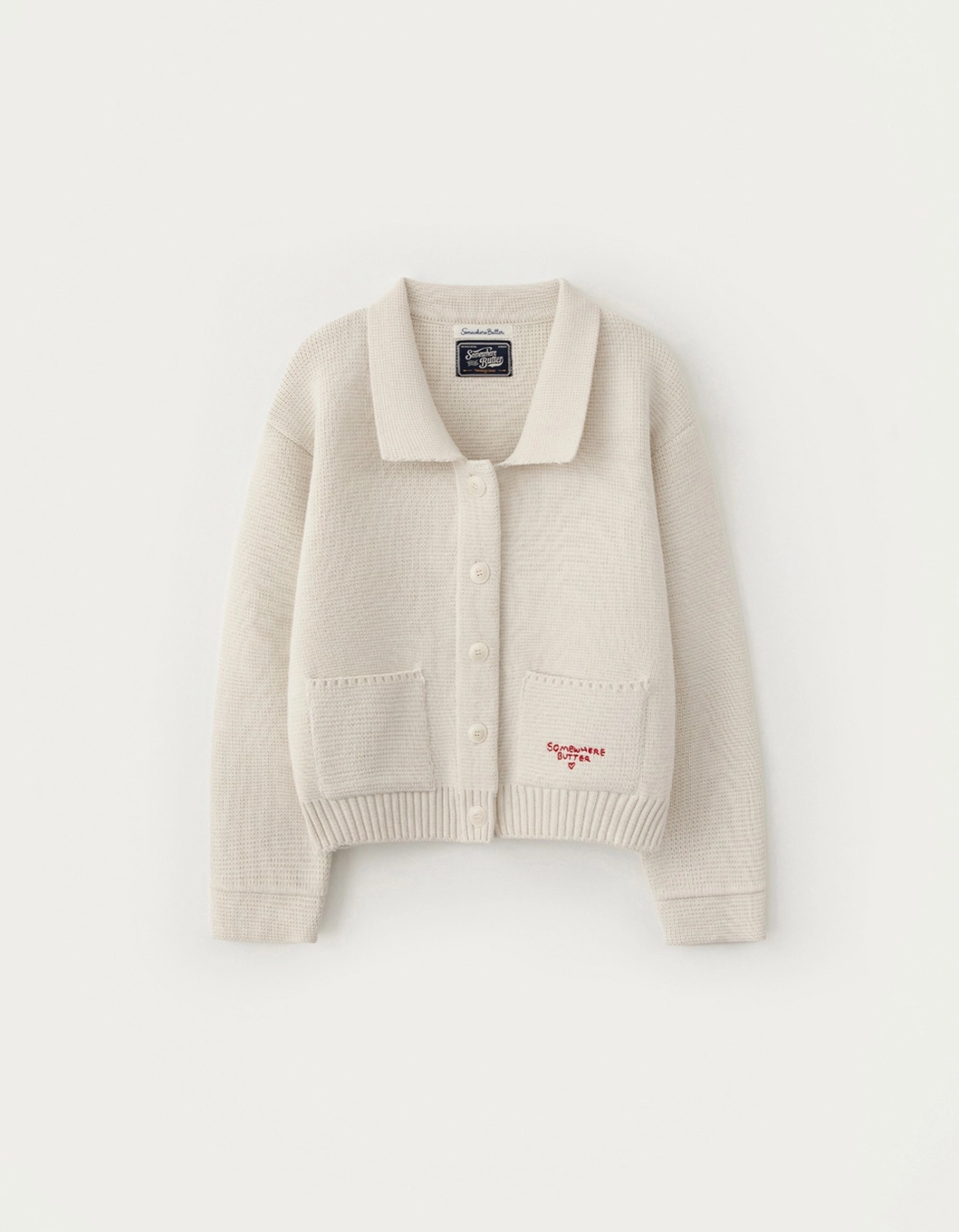 썸웨어버터 Stitch Logo Knit Wool Jacket - Ivory 상품 이미지 3