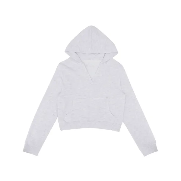 V Neck Hooded Sweatshirt (snow grey)