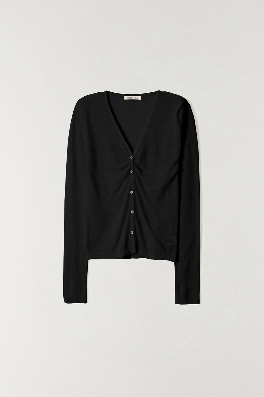 더라우스트 브이넥 셔링 가디건 BLACK 상품 이미지 1