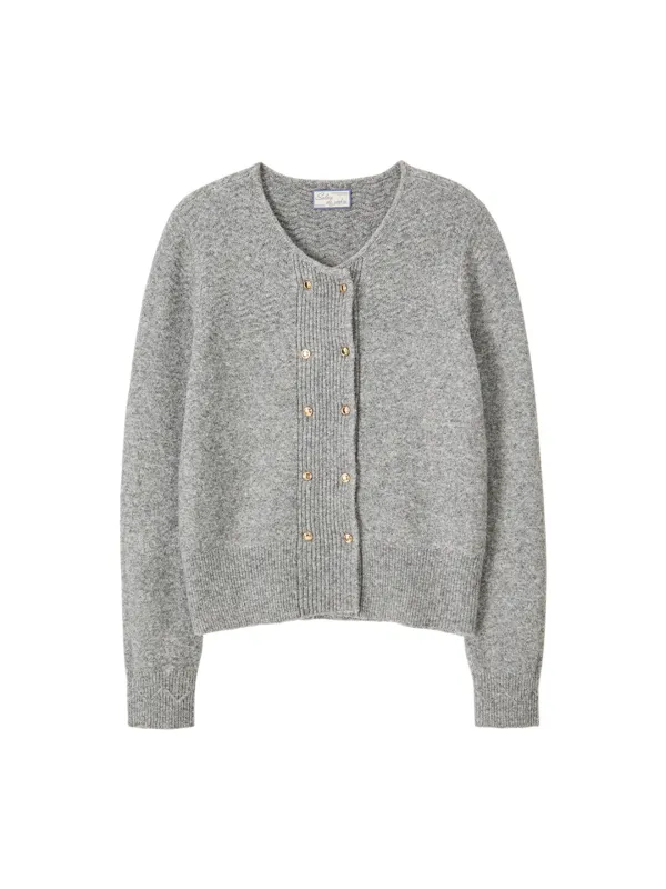 Camille Double Button Cardigan_ Gray