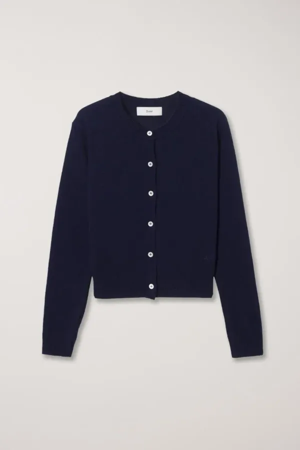 ESSENTIAL CREWNECK KNIT CARDIGAN FRENCH NAVY