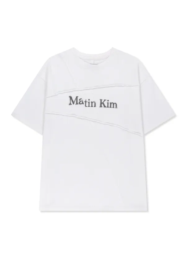 DIAGONAL CUT LOGO TOP IN WHITE
