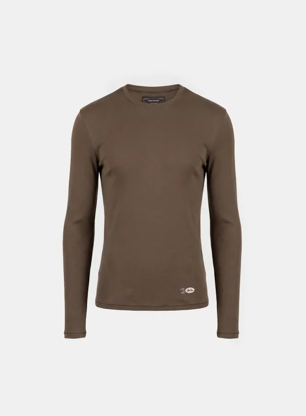 [w-tee26-048] BS Cotton Jersey Fitted Long Sleeve T-Shirt - Brown